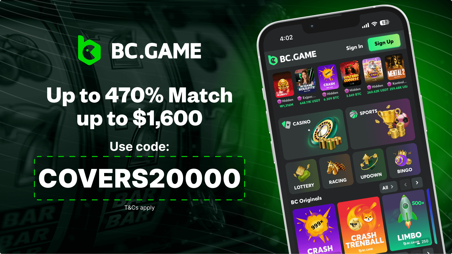 BC Game Casino welcome bonus