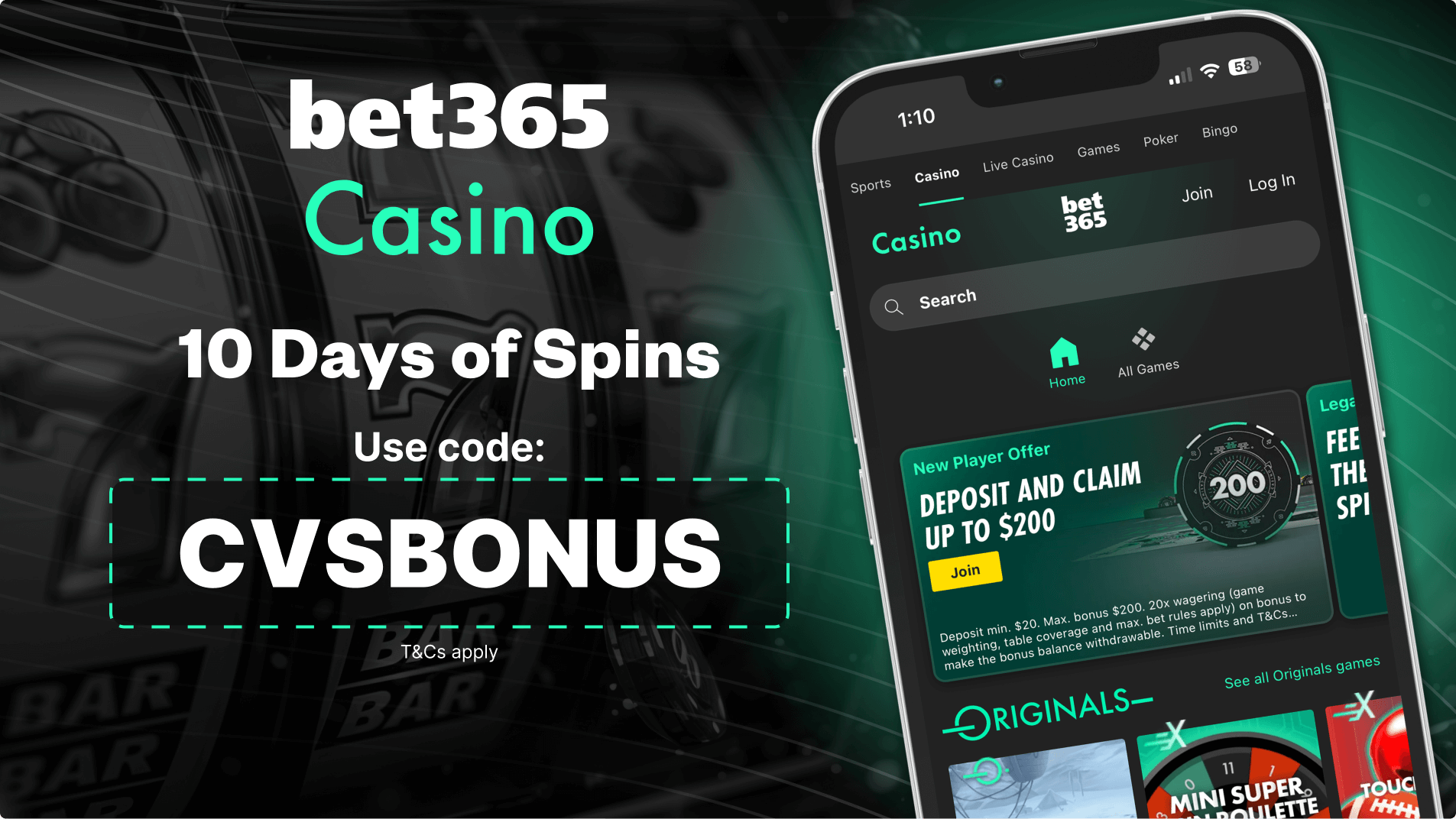 bet365 Casino welcome bonus