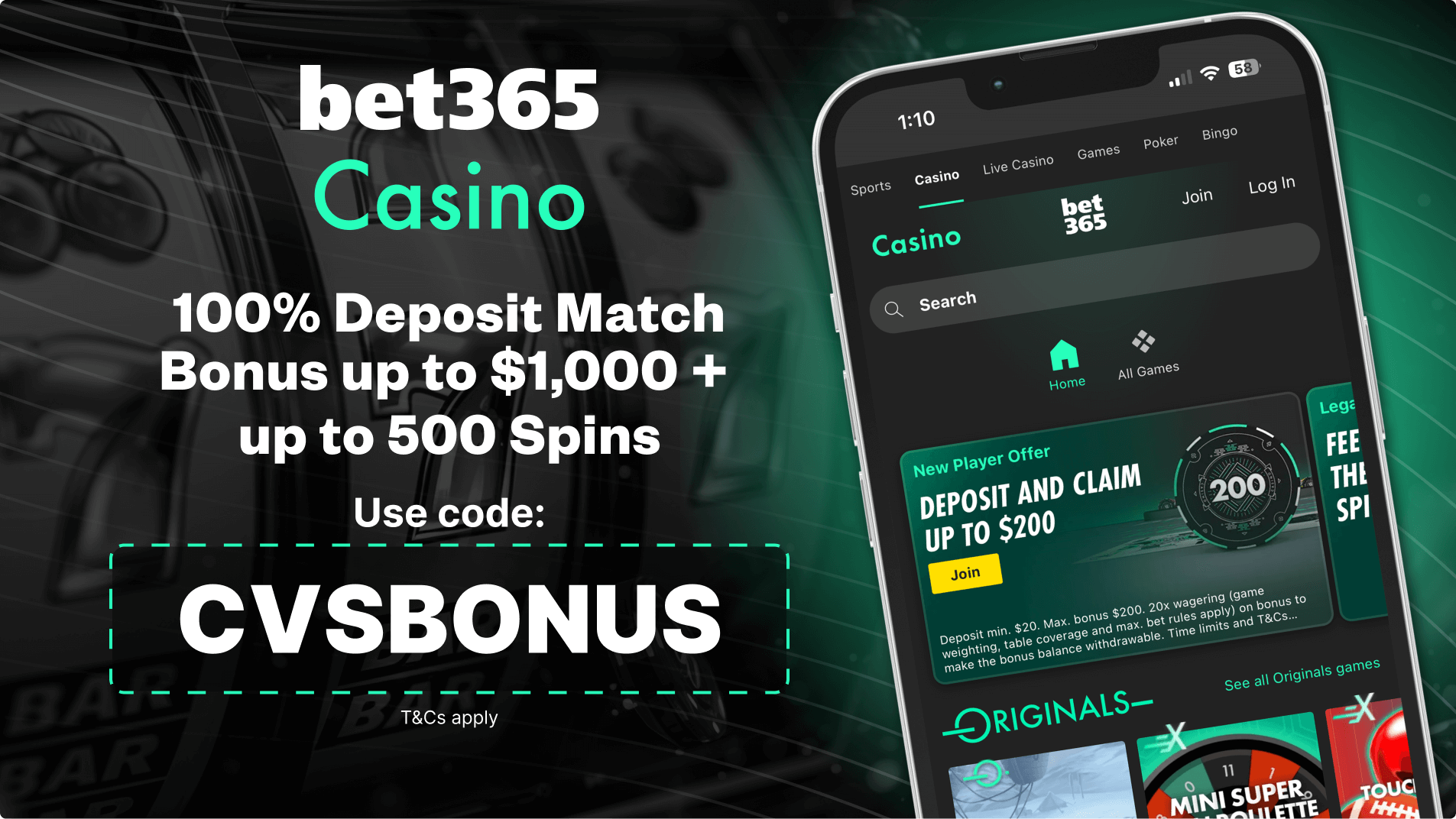 bet365 Casino welcome bonus