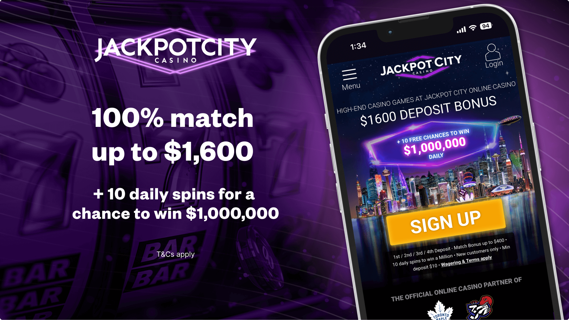 Jackpot City Casino welcome bonus