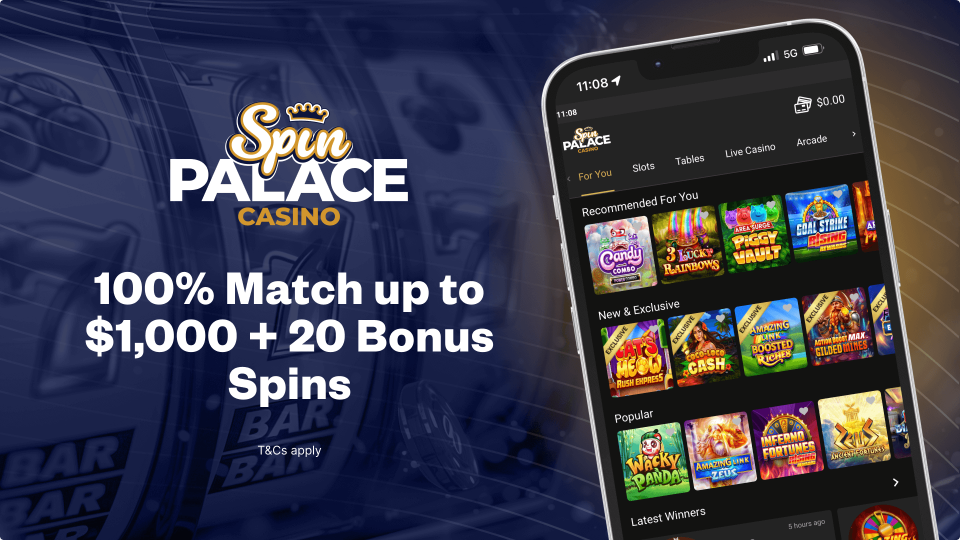 Spin Palace Casino welcome bonus