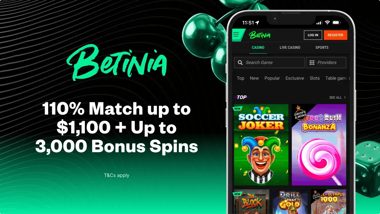 Betinia Casino welcome bonus