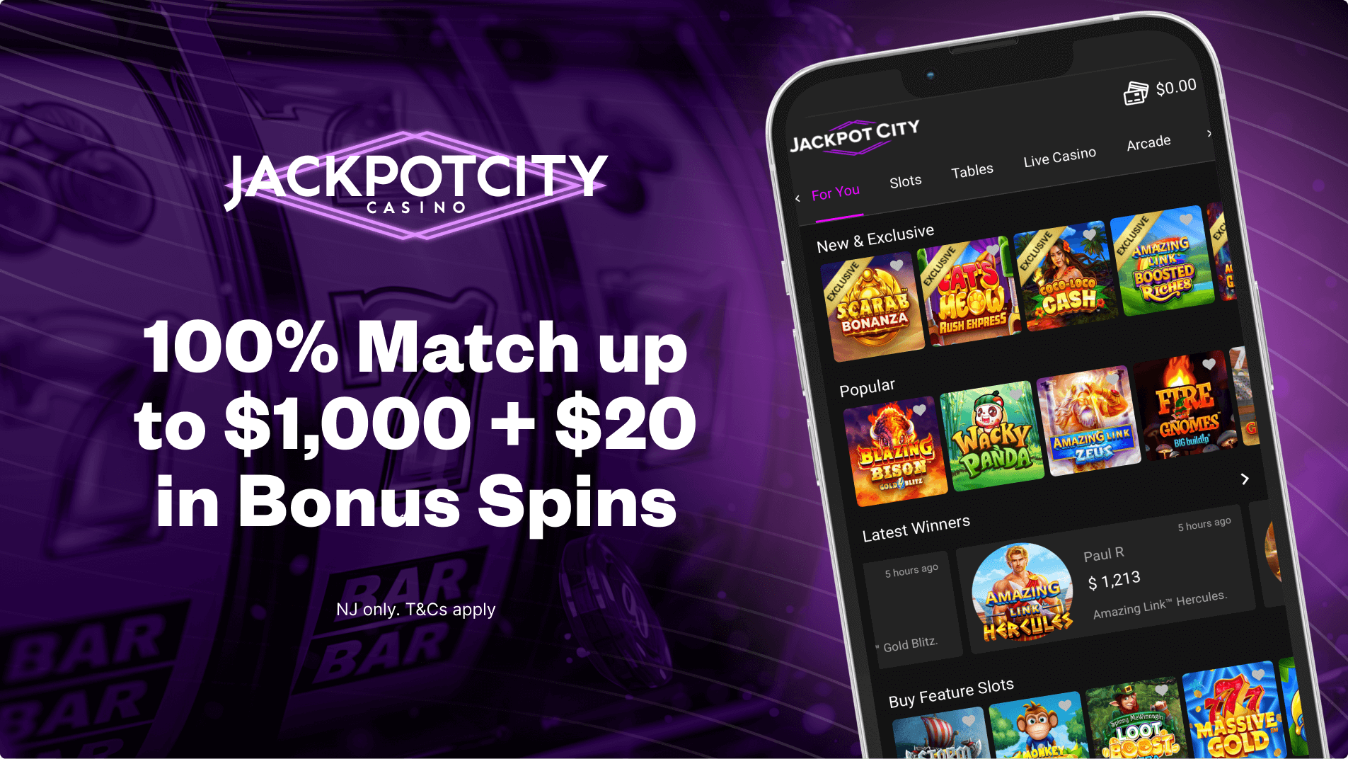 Jackpot City Casino welcome bonus