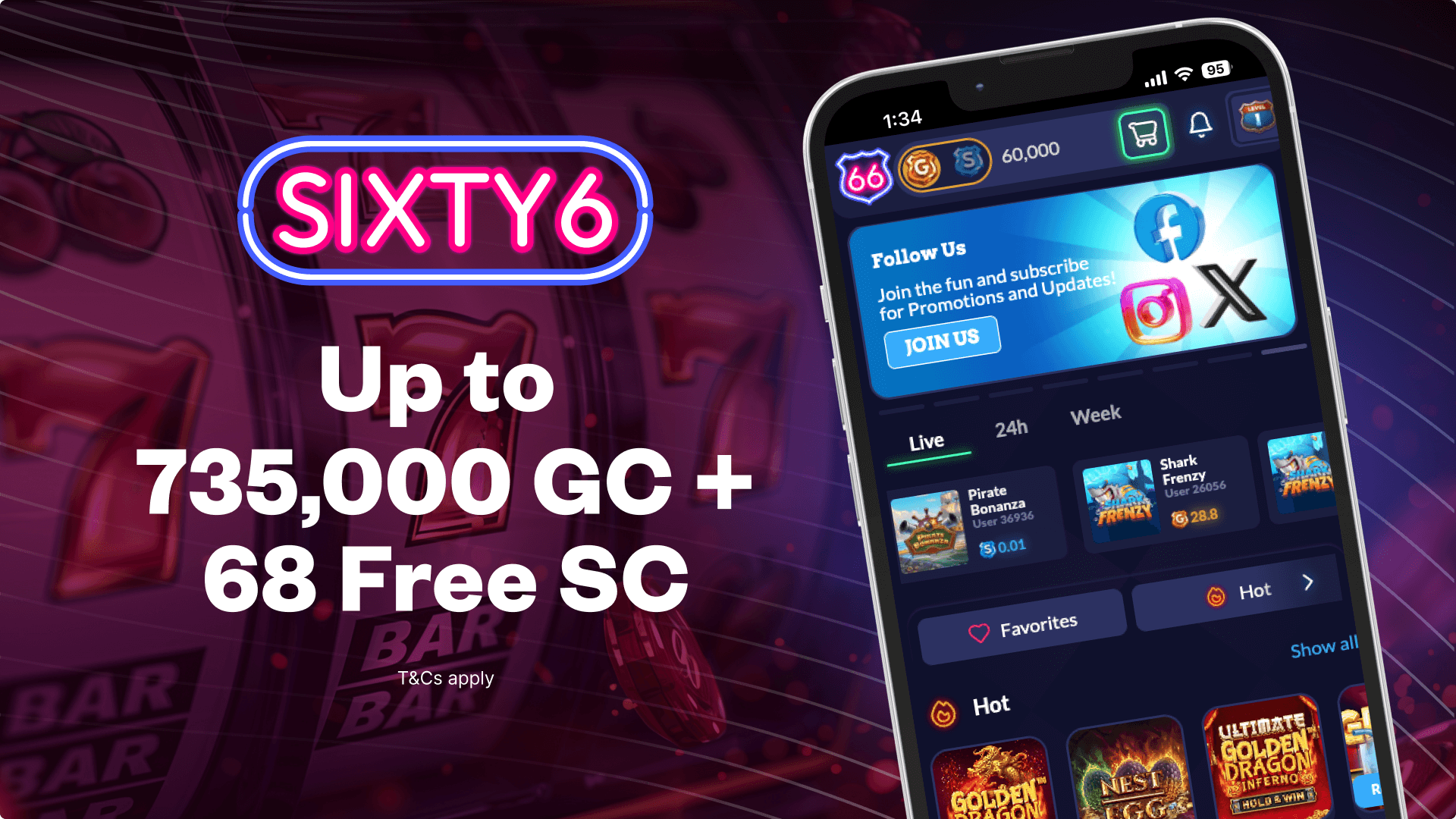 Sixty6 Casino bonus