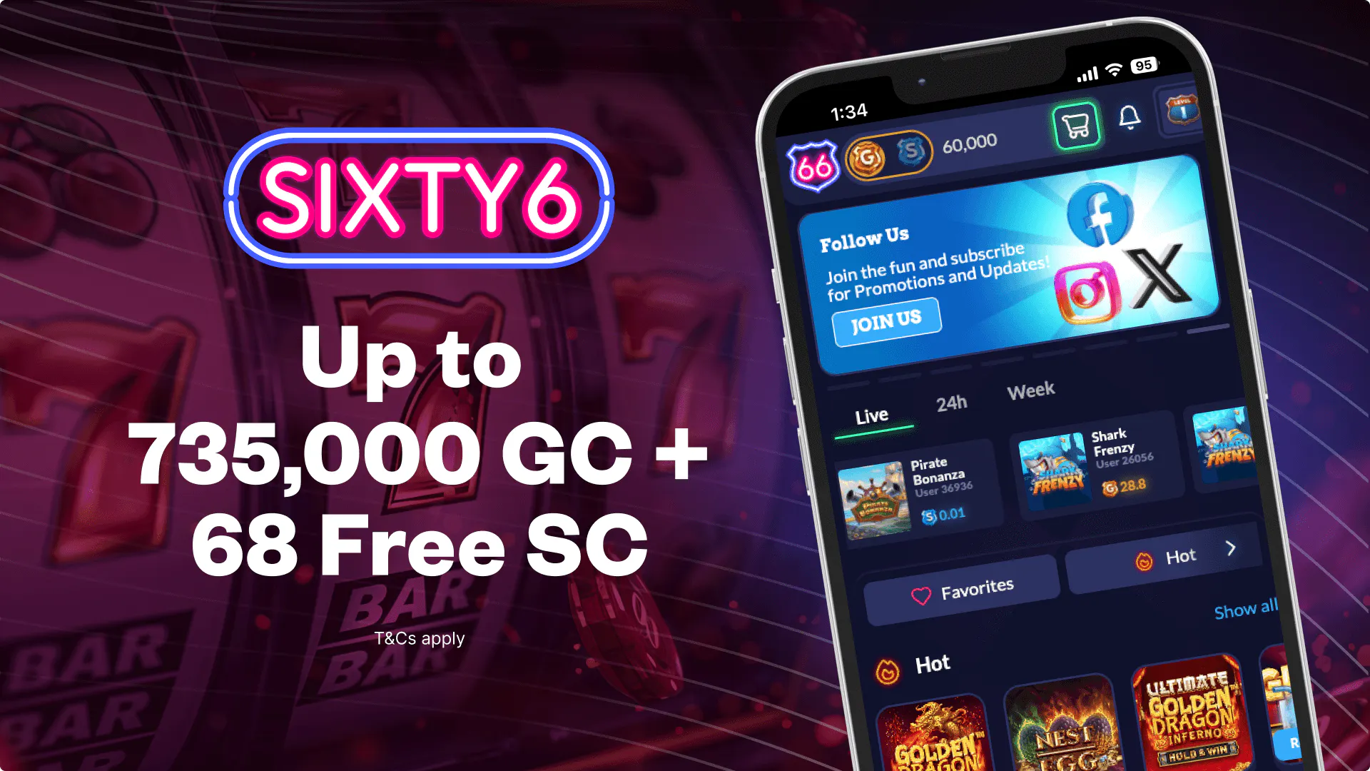 Sixty6 Casino bonus