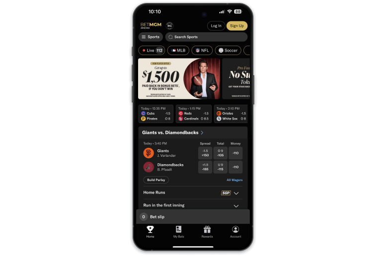Screenshot of BetMGM sportsbook