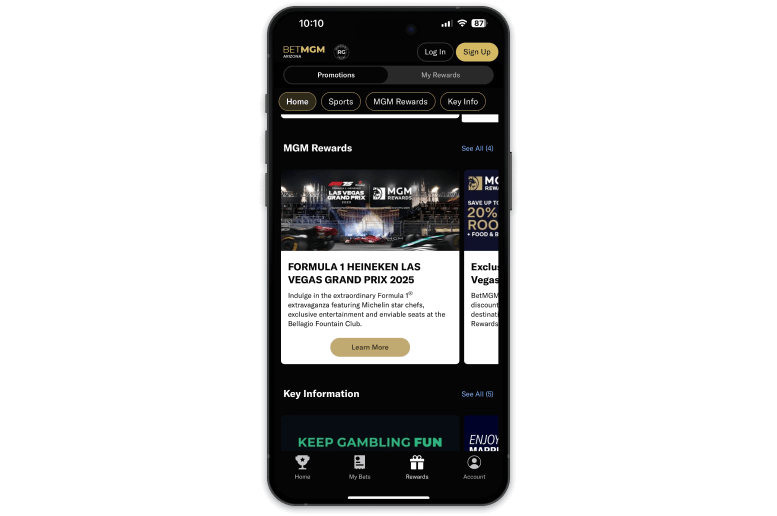 Screenshot of BetMGM sportsbook