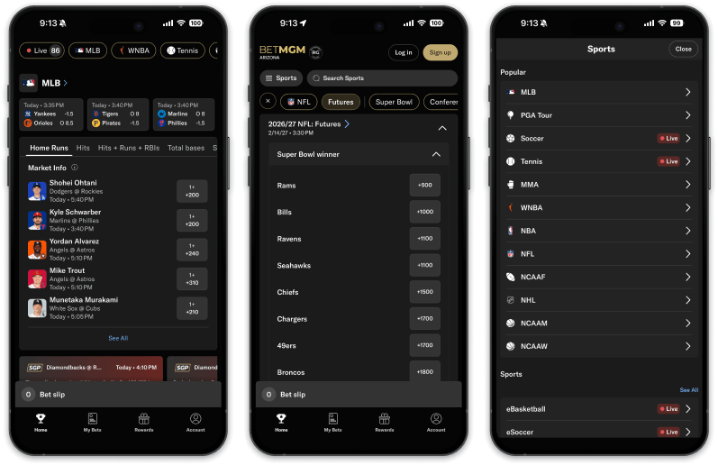 BetMGM app screenshots