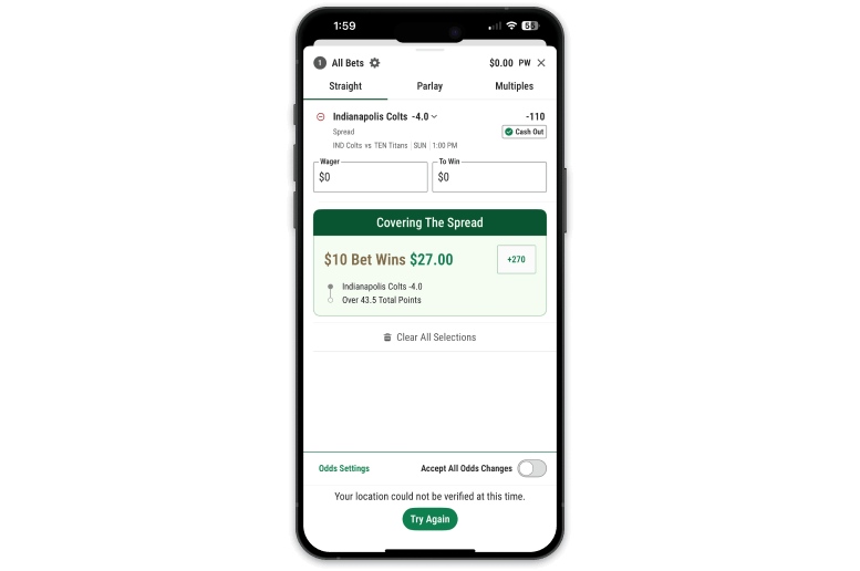 Screenshot of Caesars sportsbook