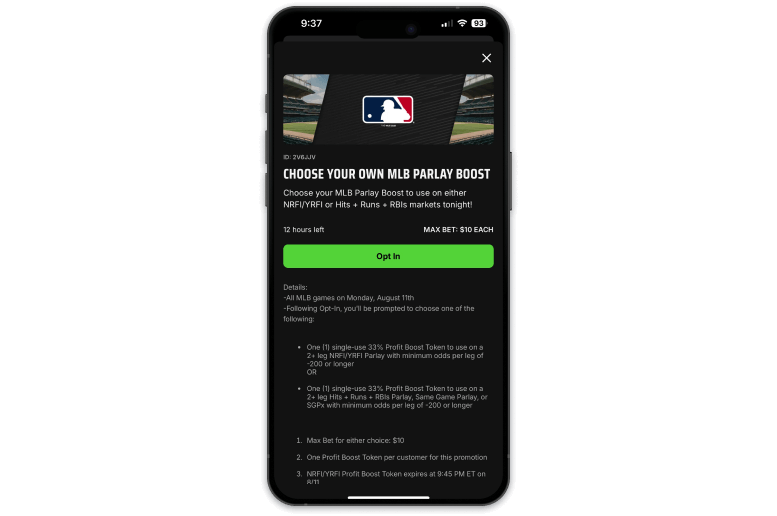 Screenshot of DraftKings sportsbook