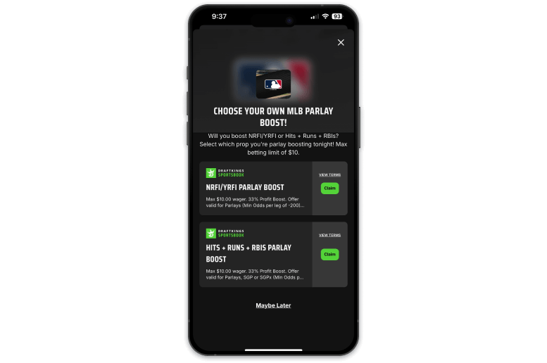 Screenshot of DraftKings sportsbook