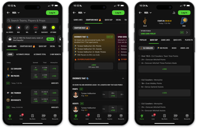 DraftKings screenshots