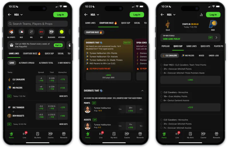 DraftKings screenshots