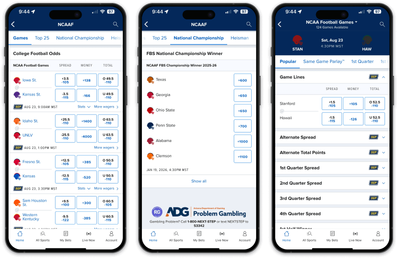 FanDuel College Football Screenshot