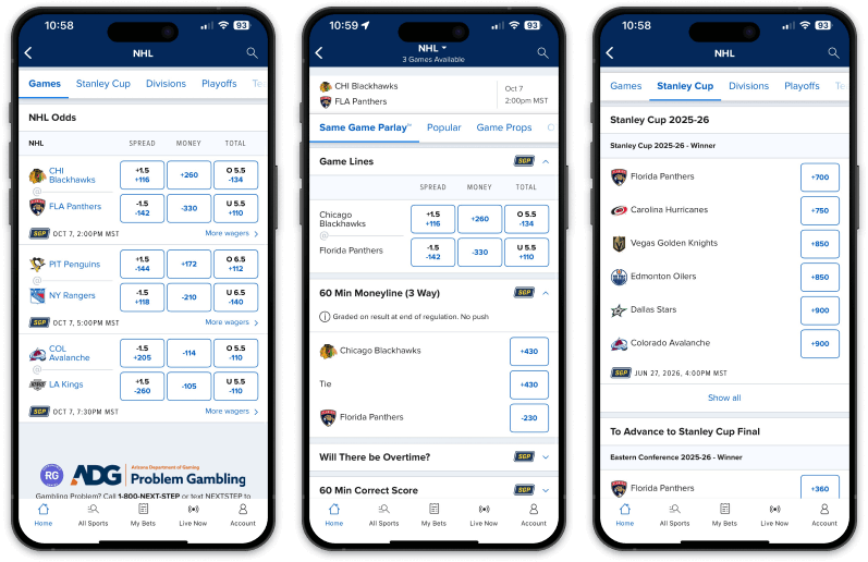 Fanduel NHL Screenshot