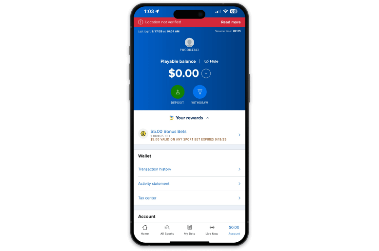 Screenshot of x sportsbook