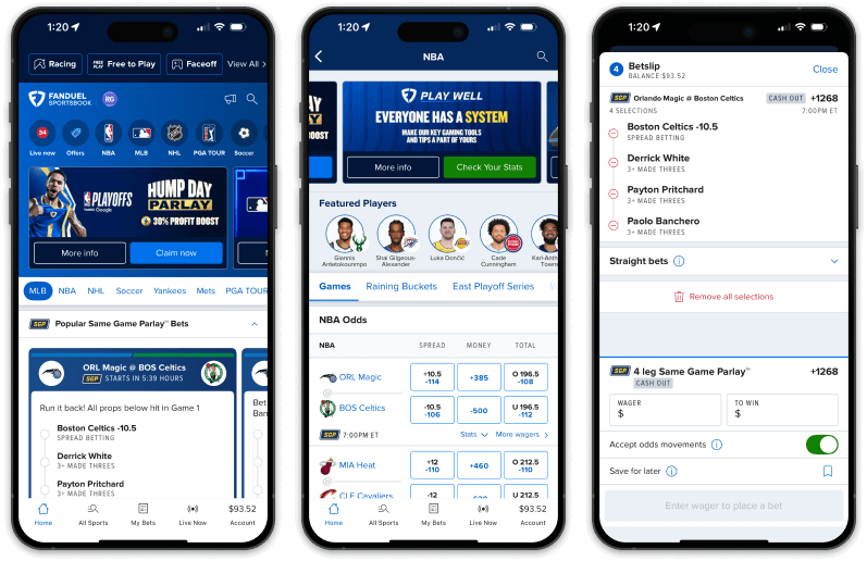FanDuel screenshots