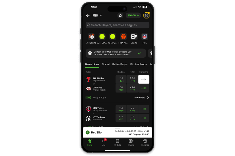 Screenshot of x sportsbook
