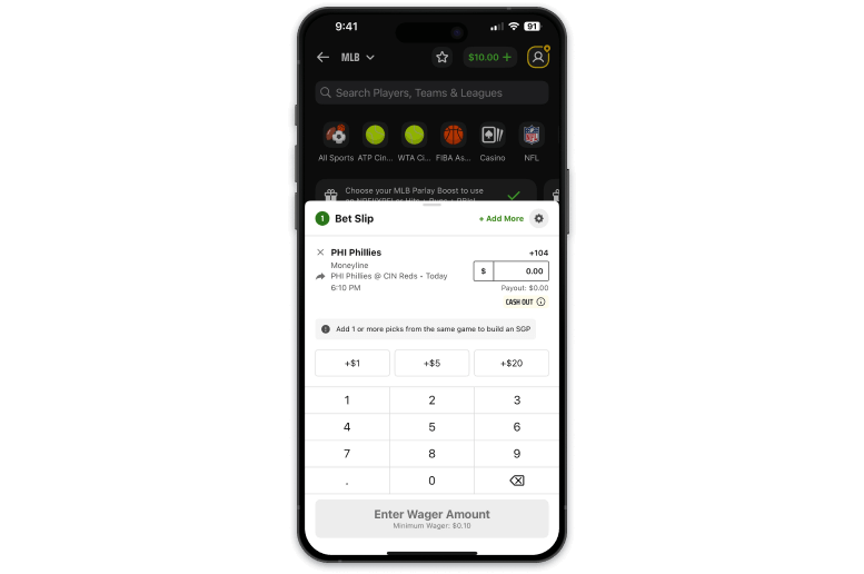 Screenshot of x sportsbook
