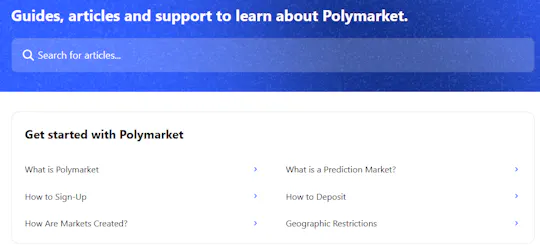 My Polymarket screenshot of the desktop version of the Help Center