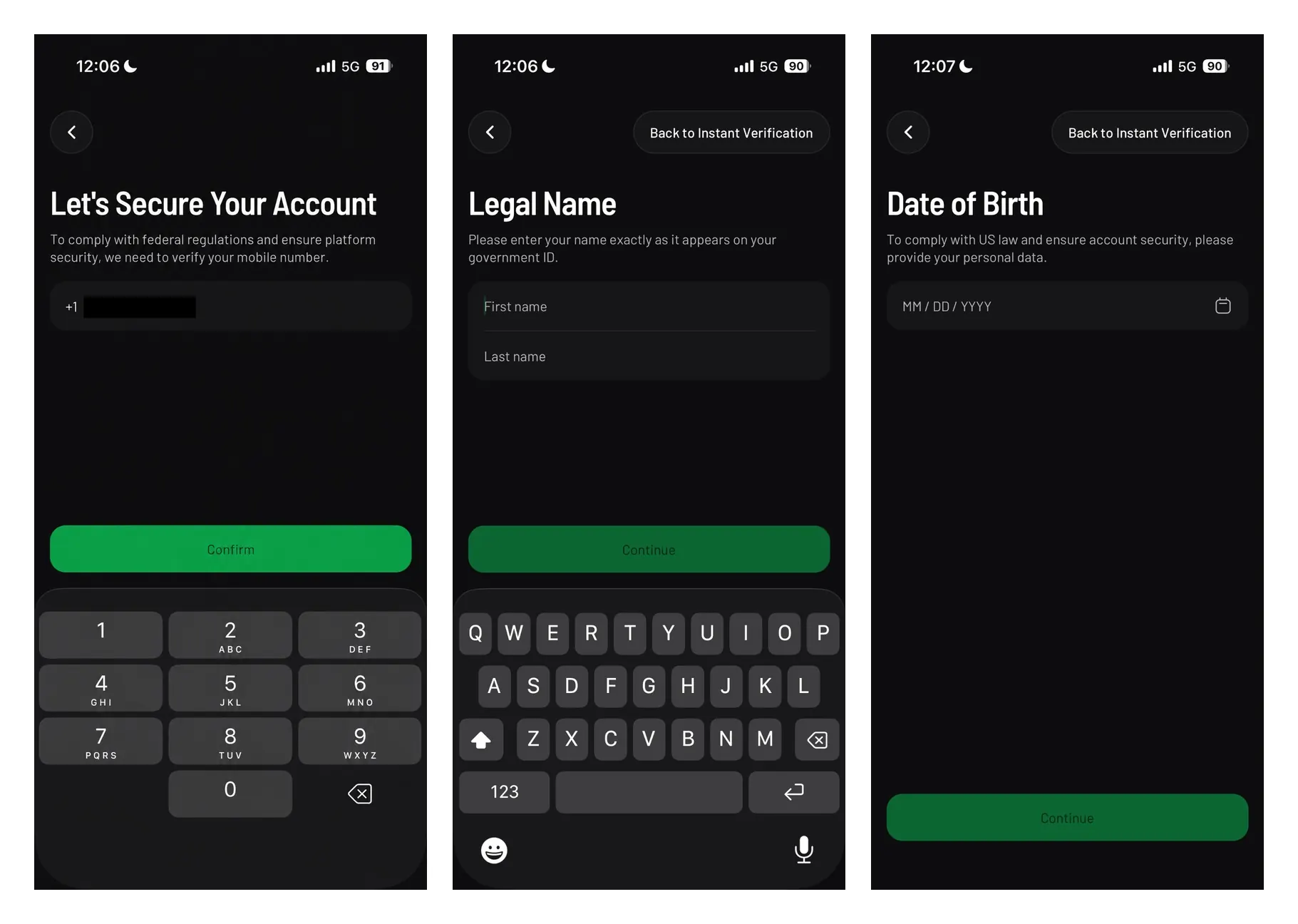 ProphetX screenshots that I took about the sign-up process step 3