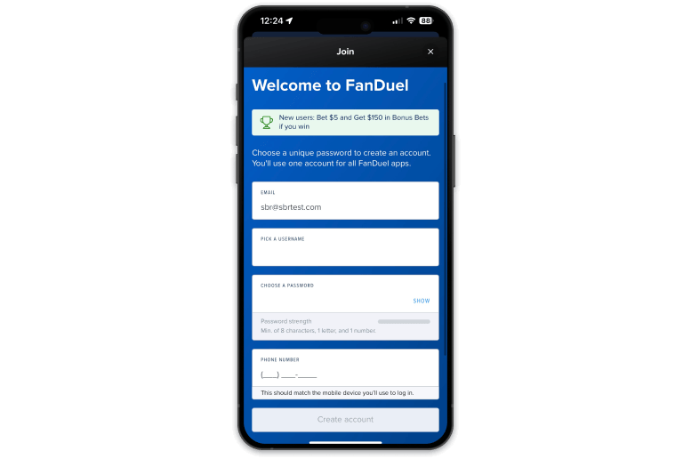 Screenshot of FanDuel sportsbook