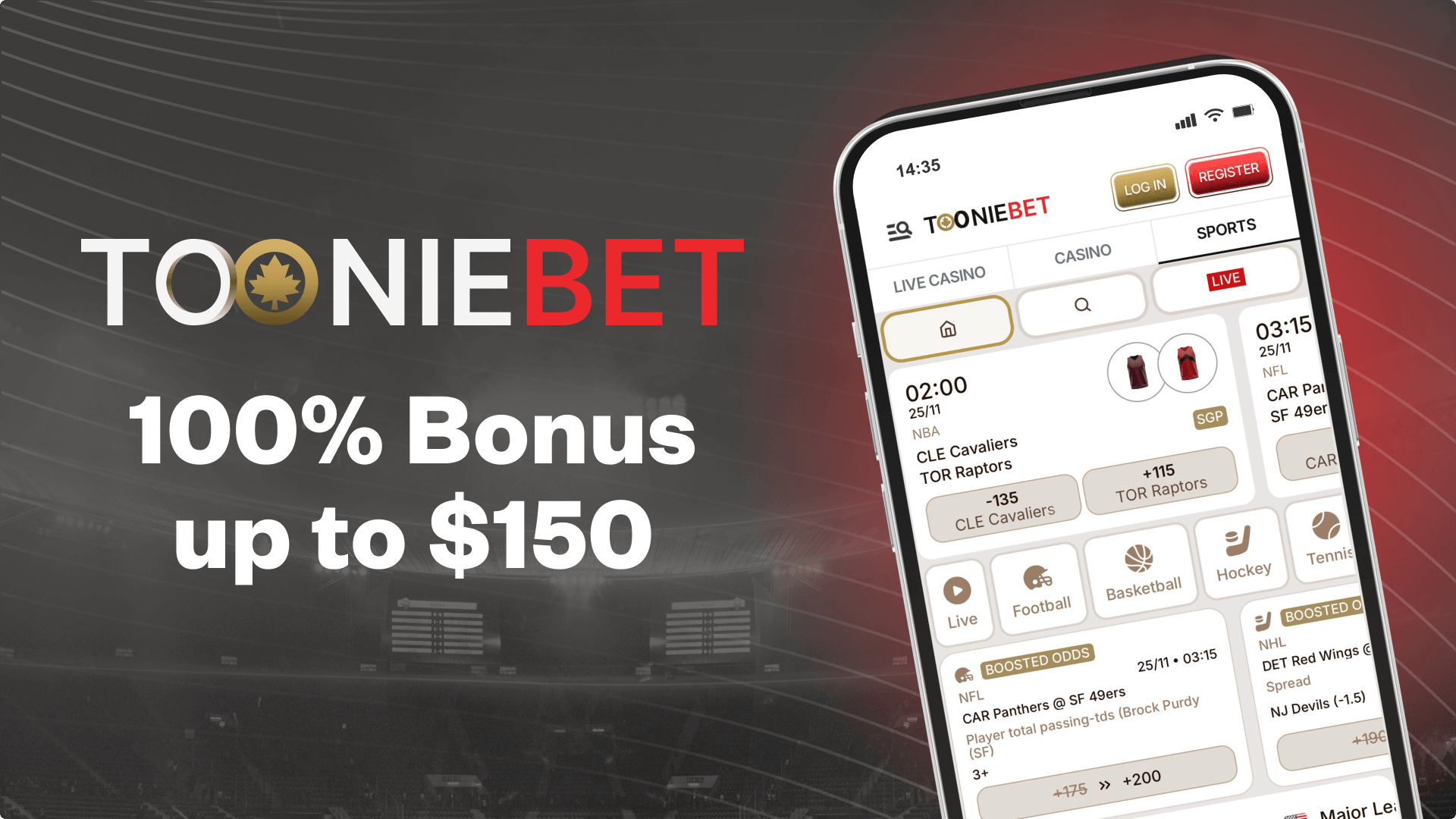 ToonieBet promo code $150 sign up bonus