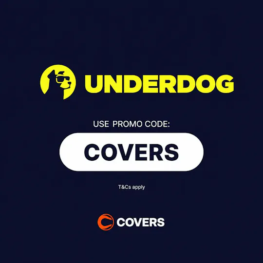 Underdog promo code is COVERS - Desktop and mobile images