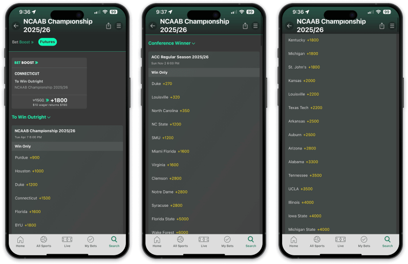 bet365 College Basketball Screenshot
