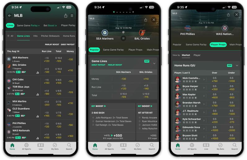 bet365 MLB Screenshot