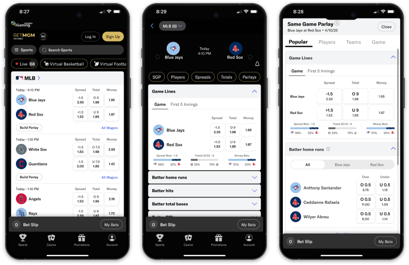 BetMGM mobile screenshots