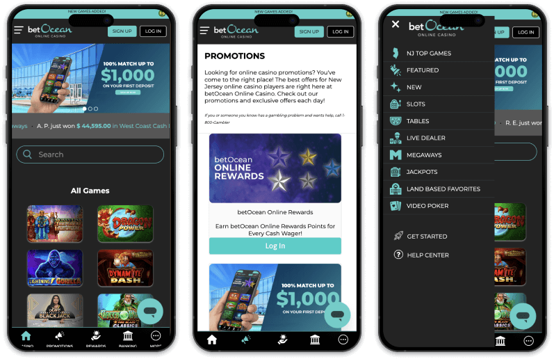 betOcean Casino screenshots