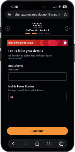 Screenshot of Caesars Casino