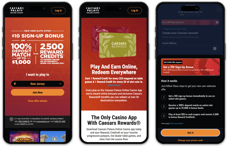 Caesars Palace Online Casino screenshots