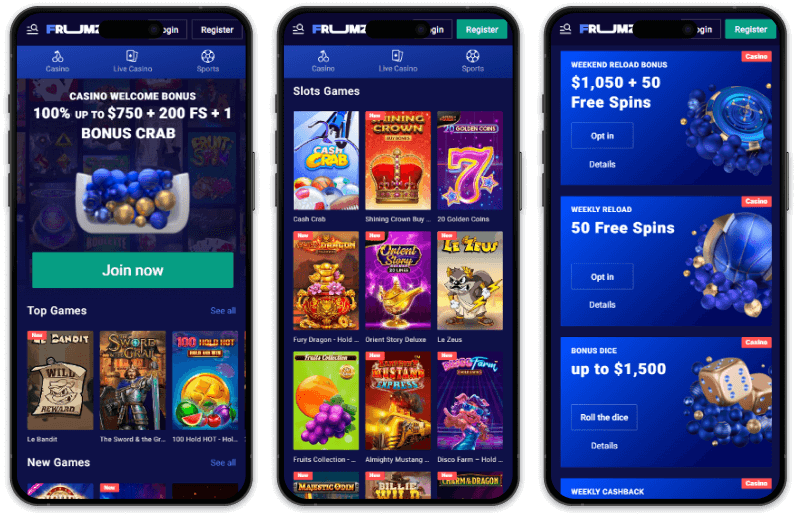 Frumzi Casino screenshots