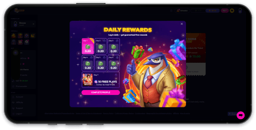 Funrize Casino daily rewards
