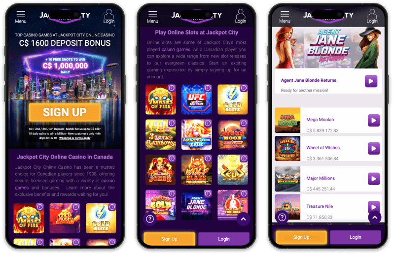 Jackpot City Casino Alberta screenshots