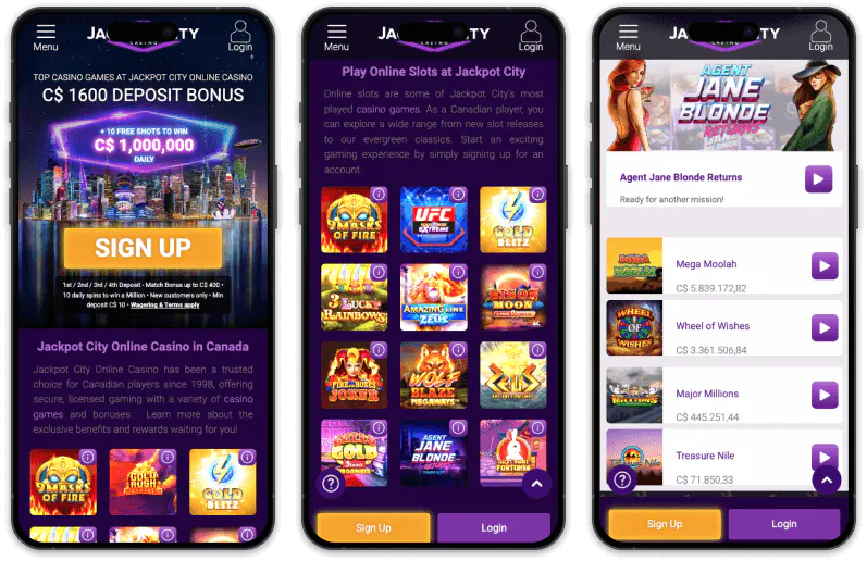 Jackpot City Casino Alberta screenshots