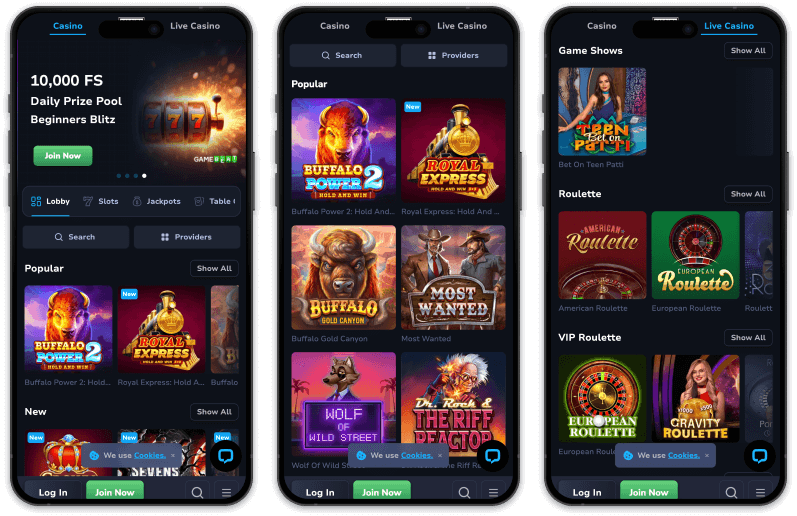 Lucky Wins Casino Screenshot