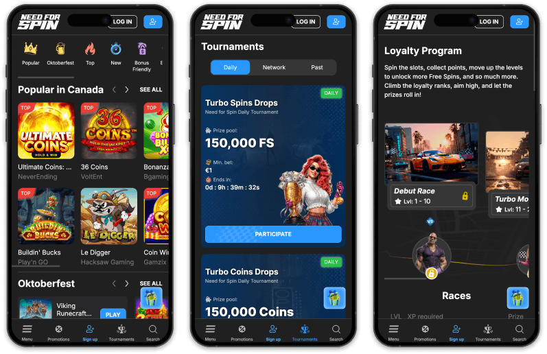 NeedForSpin Casino screenshots