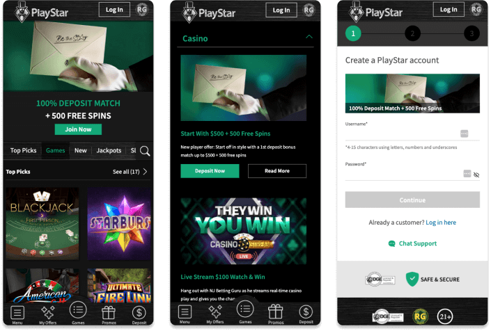 PlayStar Casino screenshots