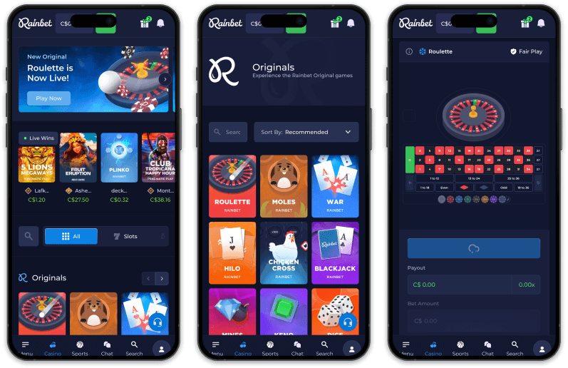 Rainbet Casino screenshots