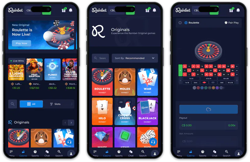 Rainbet Casino screenshots
