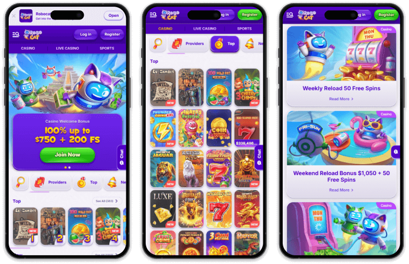 RoboCat Casino screenshots