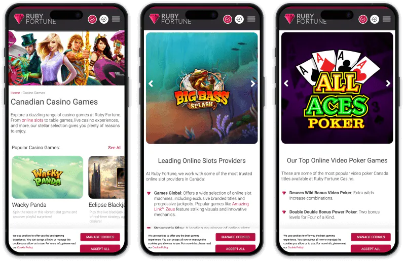 Ruby Fortune Casino Alberta screenshots