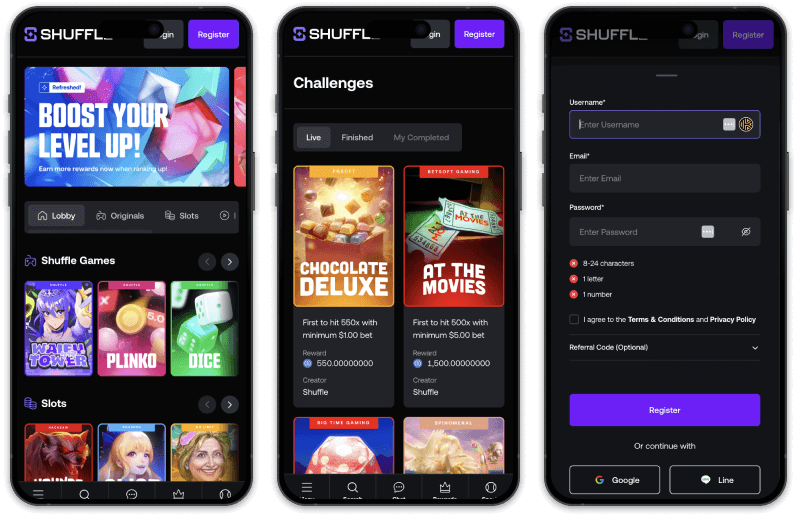 Shuffle Casino screenshots