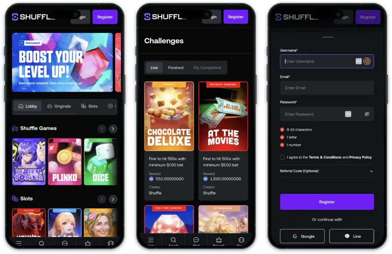 Shuffle Casino screenshots