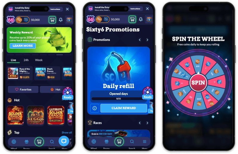 Sixty6 Casino screenshots