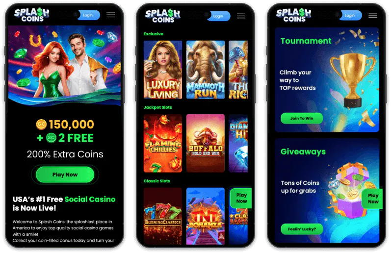 SplashCoins Casino screenshots