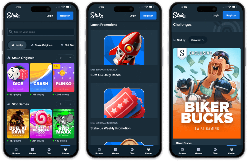 Stake.us Casino screenshots